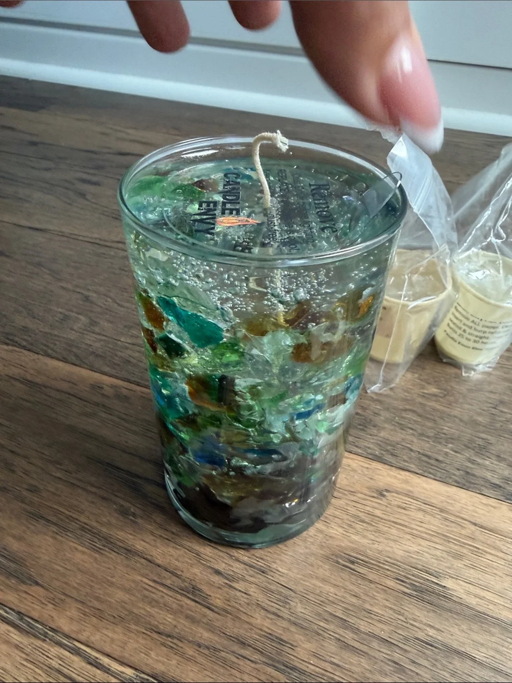 Handmade Multicolor Sea Glass Gel Candle